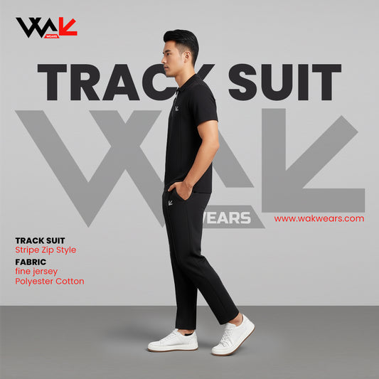 Track Suit Black Stripe Zip Style