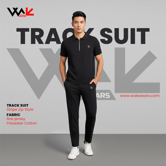 Track Suit Black Stripe Zip Style